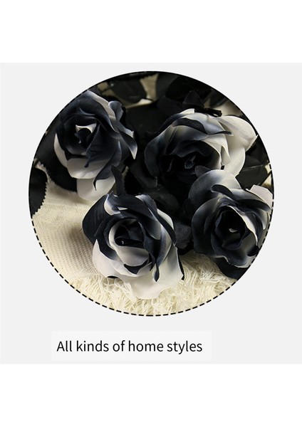 Cadılar Bayramı Siyah ve Beyaz Simüle Gül Çiçek Süsleri Çiçek Arantajları Simüle Çiçekler (Yurt Dışından)