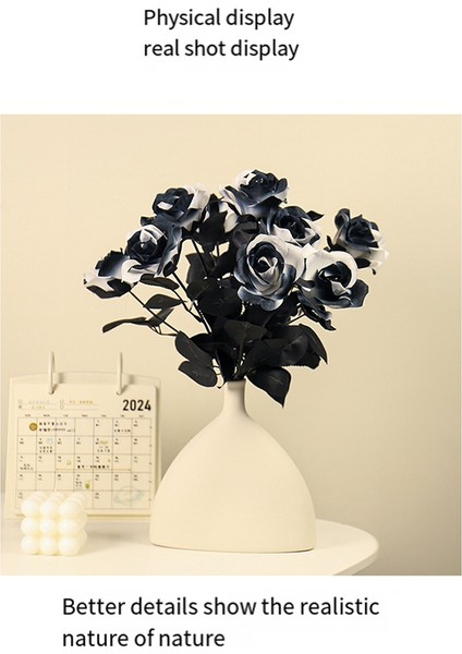 Cadılar Bayramı Siyah ve Beyaz Simüle Gül Çiçek Süsleri Çiçek Arantajları Simüle Çiçekler (Yurt Dışından) fiyatları