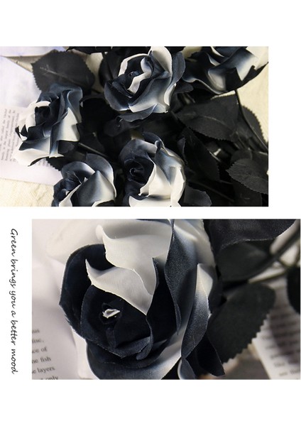 Cadılar Bayramı Siyah ve Beyaz Simüle Gül Çiçek Süsleri Çiçek Arantajları Simüle Çiçekler (Yurt Dışından) modelleri