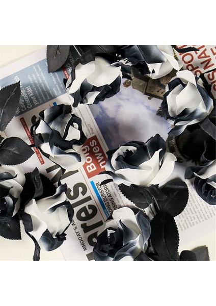 Cadılar Bayramı Siyah ve Beyaz Simüle Gül Çiçek Süsleri Çiçek Arantajları Simüle Çiçekler (Yurt Dışından) indirimleri