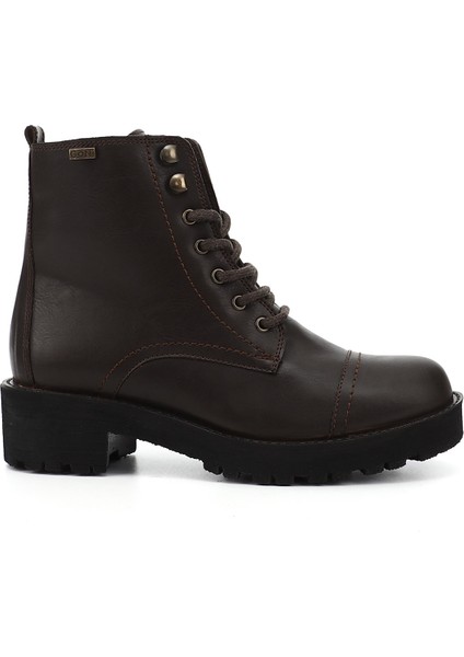 Kadın Kahve Antik Fermuarlı Kalın Topuklu Postal Bot