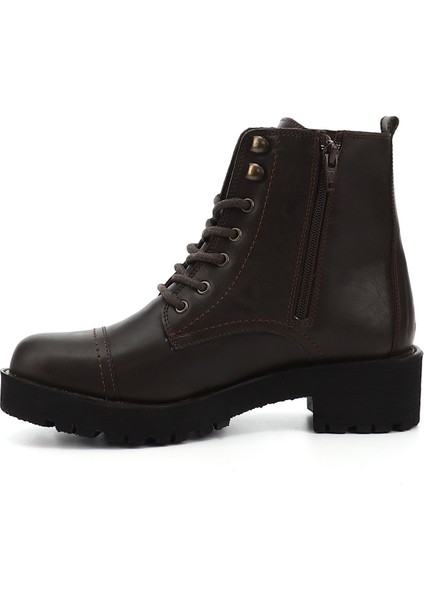 Kadın Kahve Antik Fermuarlı Kalın Topuklu Postal Bot fırsatları