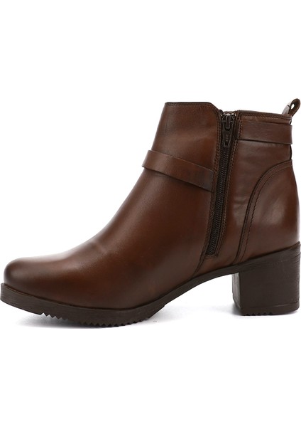 Gön Hakiki Deri Yuvarlak Burun Topuklu Fermuarlı Tokalı Kadın Günlük Bot 48491 fırsatları