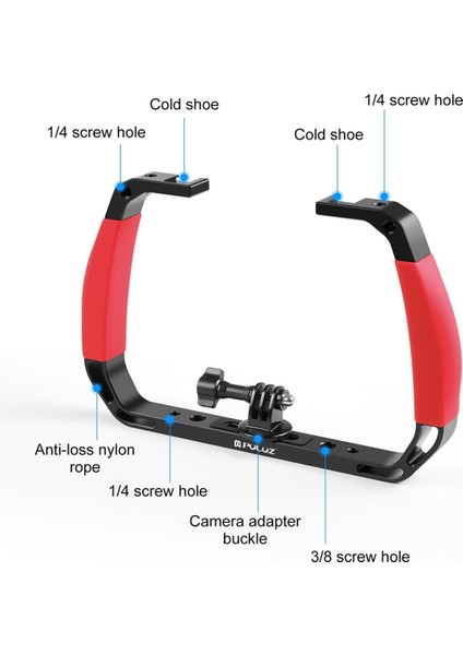 Gopro Spor Kamerası Için Puluz Djı Action4 Için Dalış Montajı 4 Genişleme Elde Taşınması Dalış Çok Fonksiyonlu Uygun Braket, Kırmızı (Yurt Dışından) indirimleri