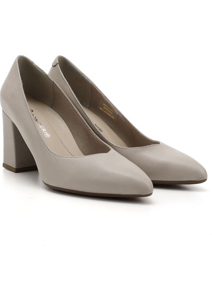 Gön Hakiki Deri Sivri Burun Yüksek Kalın Topuklu Kadın Ayakkabı 24171 modelleri