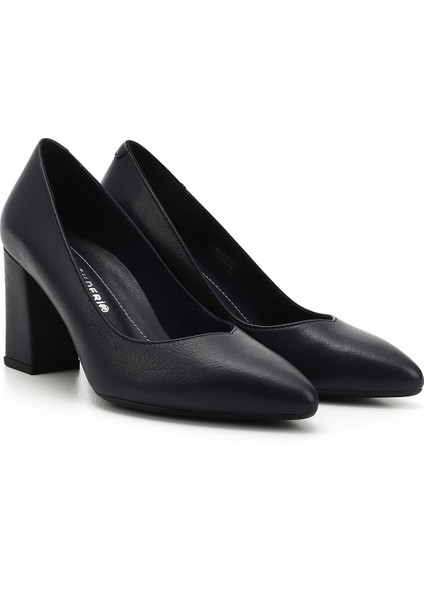 Gön Hakiki Deri Sivri Burun Yüksek Kalın Topuklu Kadın Ayakkabı 24171 modelleri