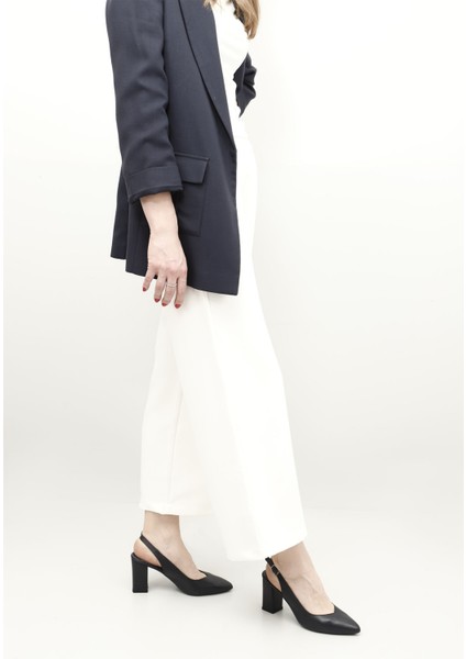 Gön Hakiki Deri Sivri Burun Yüksek Kalın Topuklu Kadın Yazlık Ayakkabı 24174 fiyatları