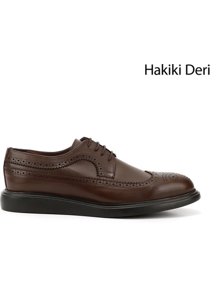Erkek Kahve Antik Bağcıklı Hakiki Deri Klasik Ayakkabı