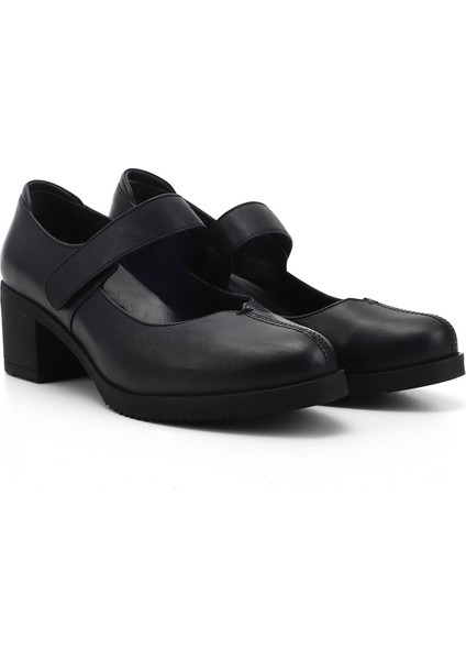 Kadın Antik Lacivert Kalın Topuklu Mary Jane Hakiki Deri Ayakkabı modelleri