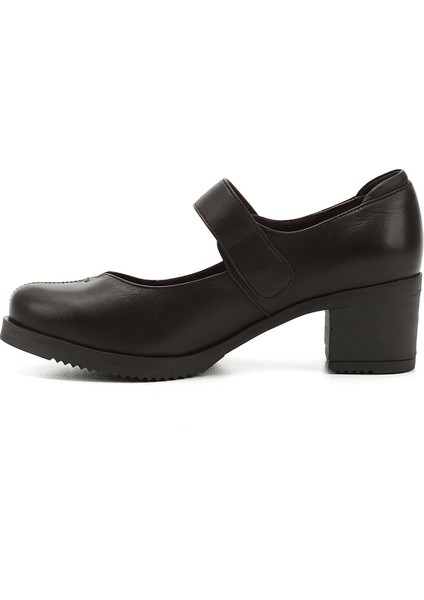 Kadın Kahve Antik Kalın Topuklu Mary Jane Hakiki Deri Ayakkabı modelleri