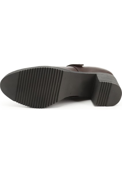 Kadın Kahve Antik Kalın Topuklu Mary Jane Hakiki Deri Ayakkabı indirimleri