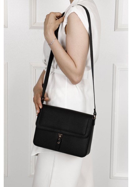 Kadın Siyah Floter Hakiki Deri Omuz Çantası fiyatları