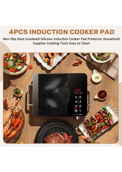 4pcs Mat Kaymaz Isı Yalıtımlı Silikon Indüksiyon Ocak Ped Koruyucusu Ev Malzemeleri Pişirme Araçları Temizlenmesi Kolay (Yurt Dışından) fırsatları