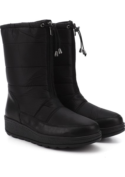 Kadın Siyah Fermuarlı Termo Taban Comfort Kar Botu modelleri