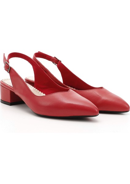 Gön Hakiki Deri Sivri Burun Kısa Kalın Topuklu Kadın Yazlık Ayakkabı 24173 modelleri