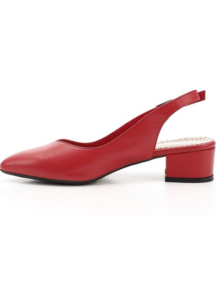 Gön Hakiki Deri Sivri Burun Kısa Kalın Topuklu Kadın Yazlık Ayakkabı 24173 fırsatları
