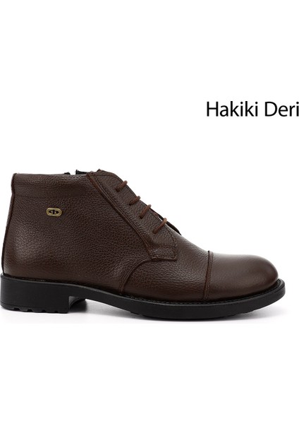 Hakiki Deri Yuvarlak Burun Kauçuk Taban Bağcıklı Fermuarlı Günlük Erkek Bot 01223