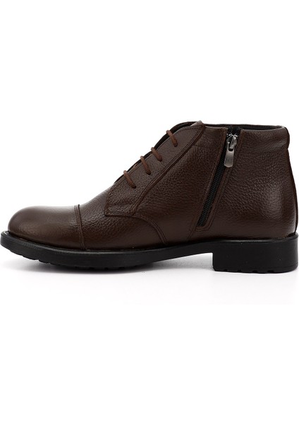 Hakiki Deri Yuvarlak Burun Kauçuk Taban Bağcıklı Fermuarlı Günlük Erkek Bot 01223 fırsatları