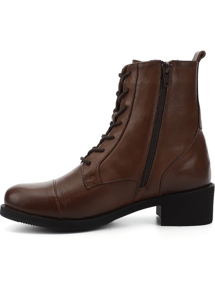 Kadın Kahve Fermuarlı Kauçuk Taban Hakiki Deri Postal Bot fırsatları