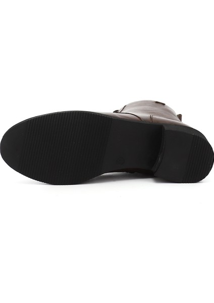 Kadın Kahve Fermuarlı Kauçuk Taban Hakiki Deri Postal Bot indirimleri