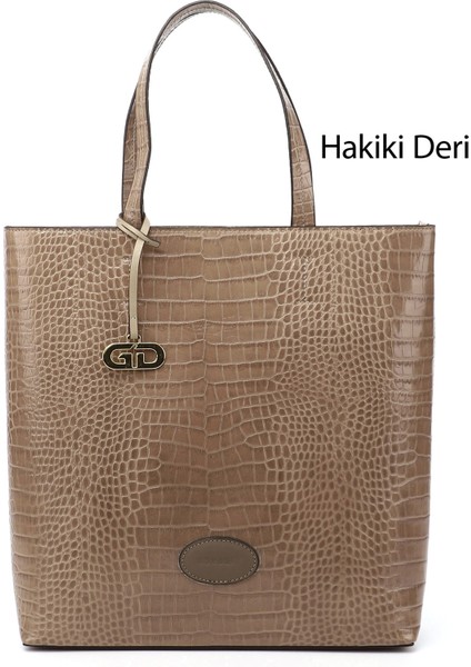 Kadın Kroko Vizon Hakiki Deri El ve Omuz Çantası