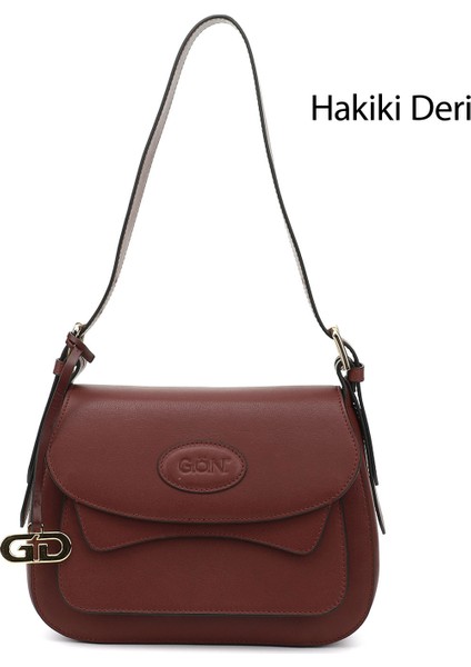 Kadın Antik Bordo Hakiki Deri El ve Omuz Çantası
