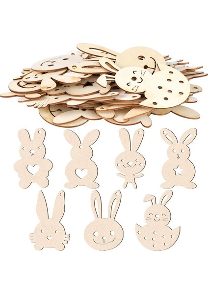 70PCS Bitmemiş Boş Ahşap Kesim Ahşap Paskalya Tavşanı Tavşan Şekilli Ahşap Paskalya Paskalya Baharı Için Ahşap Zanaat (Yurt Dışından) fırsatları