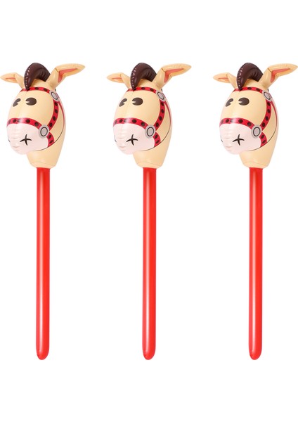 3 Adet Şişme At Başları Cowgirl Sopa Pvc Balon Açık Eğitim Oyuncakları Çocuklar Için Bebekler Doğum Günü Hediyeleri (Yurt Dışından)