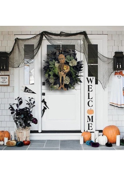 Cadılar Bayramı Mumya Çelenk Kapalı Açık Korku Duvarı Asma Ön Kapı Hoş Geldiniz Işareti Sundurma Dekorasyonları 19.7X15.7INCH (Yurt Dışından) fiyatları