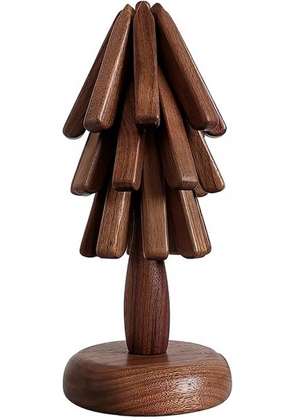 Sıcak Yemekler Için Ahşap Trivetler Ağaç Şekli Trivet Seti Çaydanlık Için Coaster (Siyah Ceviz) (Yurt Dışından)