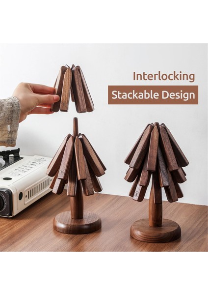 Sıcak Yemekler Için Ahşap Trivetler Ağaç Şekli Trivet Seti Çaydanlık Için Coaster (Siyah Ceviz) (Yurt Dışından) indirimleri