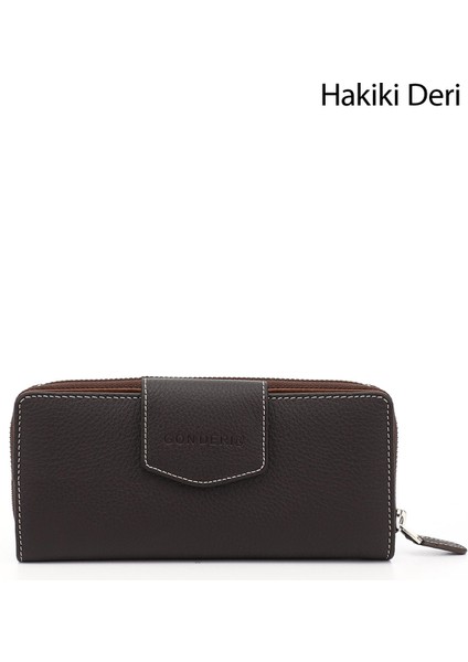 Kahve Gön Hakiki Deri Kadın Cüzdan 06909
