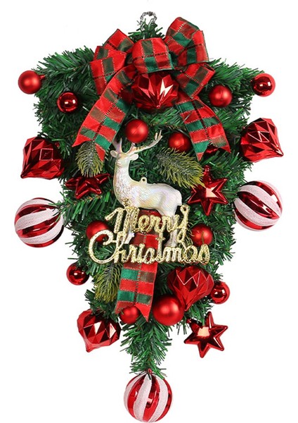 Noel Çelengi Dekoratif Asma Süs Yapay Çelenk Ön Kapı, Duvar, Şömine Için Noel Günü (Yurt Dışından)
