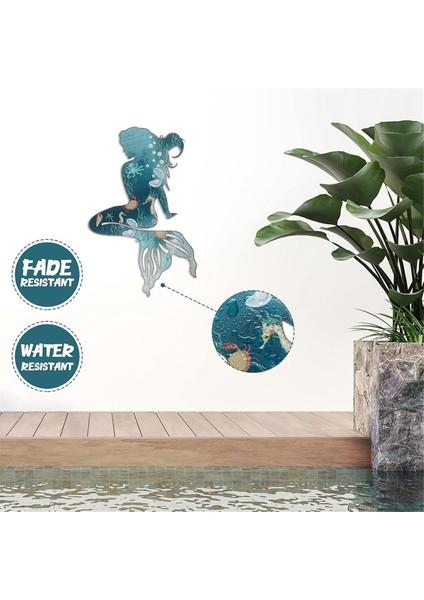 Metal Denizkızı Duvar Sanatı Rustik Asma Denizkızı Dekor Mavi Metal Denizkızı Dekorasyonları Zarif Denizkızı Heykel 25CM (Yurt Dışından) fiyatları