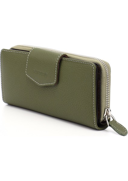 Kadın Yeşil - Kahve Yatay Hakiki Deri Cüzdan modelleri