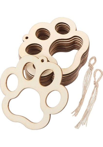 50PCS Mini Köpek Pençe Ahşap Diy El Sanatları Kesikler Ahşap Küçük Pençe Şekilli Asılı Süslemeler Evcil Hayvanlar Süslemeleri (Yurt Dışından)
