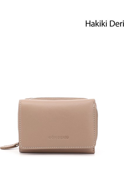 Kadın Vizon - Kahverengi Yatay Hakiki Deri Cüzdan