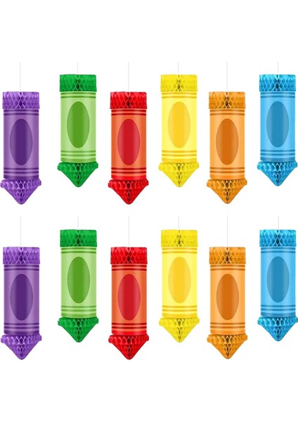 12 Adet Okula Geri Dönen Partiye Geri Dönme Mum Boya Sınıfı Tavan Dekor Kağıdı Kağıt Fenerler Asılı Petek Gökkuşağı Balonları (Yurt Dışından)