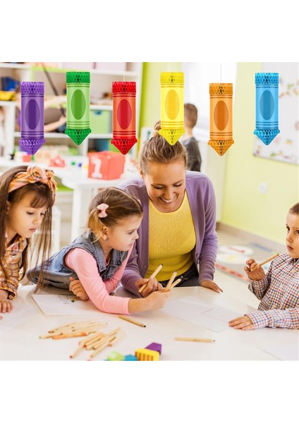 12 Adet Okula Geri Dönen Partiye Geri Dönme Mum Boya Sınıfı Tavan Dekor Kağıdı Kağıt Fenerler Asılı Petek Gökkuşağı Balonları (Yurt Dışından) modelleri