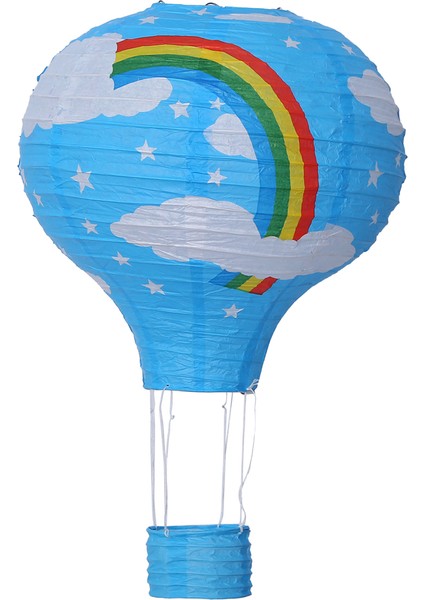 12 Inç Sıcak Hava Balon Kağıt Fener Abajur Tavan Işık Düğün Dekor, Mavi Gökkuşağı (Yurt Dışından)