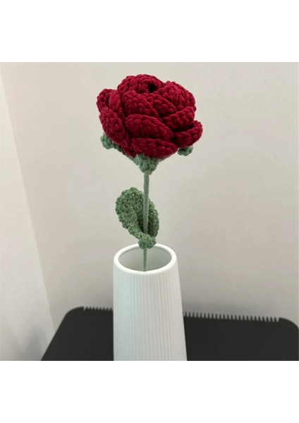 Tığ Işi Çiçekler Buket El Yapımı Örme Kırmızı Gül Çiçek Yapay-Pake Çiçek Düğün Ev Dekorasyon (Yurt Dışından) fırsatları