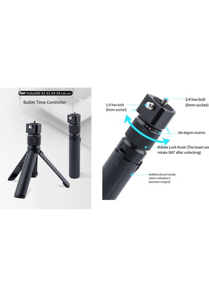 INSTA360 X5 X4 X3 Mermi Zaman Tutamağı Için Görünmez Selfie Çubuğu Panoramik Kameralar Için Genişletilmiş Tripod Demeti (Yurt Dışından) modelleri