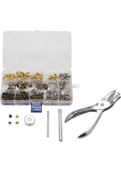 300 Set Deri Perçinler Çift Kapak Perçinli Tübüler Metal Saplama Penseli Demir Pensesi Diya Deri El Sanatları Perçinleri Değiştirme Set Araçları (Yurt Dışından)