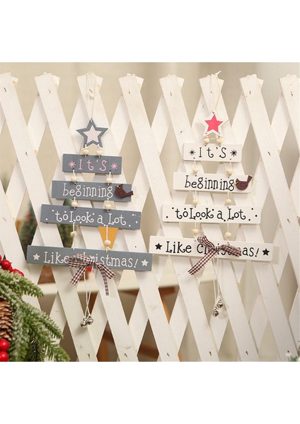 Ahşap Noel Ağacı Asılı Süsler, Çan Duvar Dekoru Iğne Duvar Sanat El Sanatları ile Noel Ağacı Şekli Süsler (Yurt Dışından) modelleri