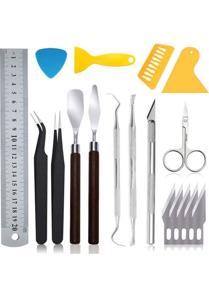 18PC Temel Zanaat Vinil Ayıklama Aletleri Seti Dıy Dikiş Dikiş Yumruk Oyma Kiti Siluet Kameos Yazım Aracı (Yurt Dışından)