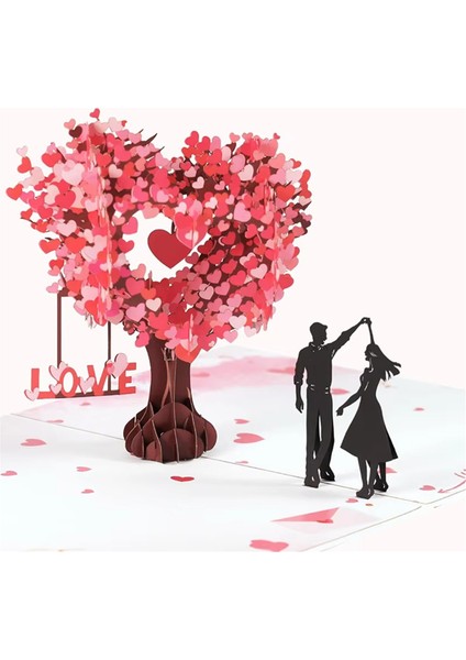 3D Kalp Şeklinde Ağaç Sevgililer Günü Kartı Duo Dans Stereo Tebrik Kartı Çiftler Hediye Kartı Düğün Davetiyesi (Yurt Dışından)