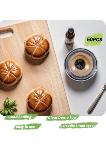 50 Paket Şeffaf Plastik Mini Kek Kabı, Mini Çörek Macaron Için Kubbe Kapaklı Bireysel Ambalaj Işleme Kutuları (Yurt Dışından) indirimleri