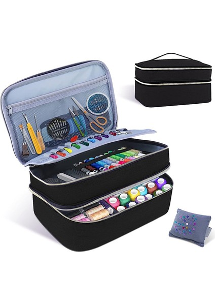 Dikiş Malzemeleri Organizatör Çantası, Çift Katmanlı Dikiş Kutusu Organizatör Aksesuarları Depolama Çantası, A (Yurt Dışından) fiyatları