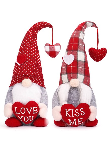 Sevgililer Günü Gnome Dekoru - 2pcs Valentine Gnomes Peluş Ana Masa Süslemeleri, Mr. Mrs. Sweet Isveç Gnome (Yurt Dışından)