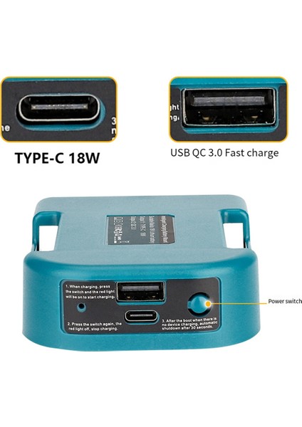 USB Type-C Pil Tutucusu ile Makita 18V Li-Ion Için Uyumlu Taşınabilir Şarj Cihazı Adaptörü Hızlı Şarj (Yurt Dışından) modelleri